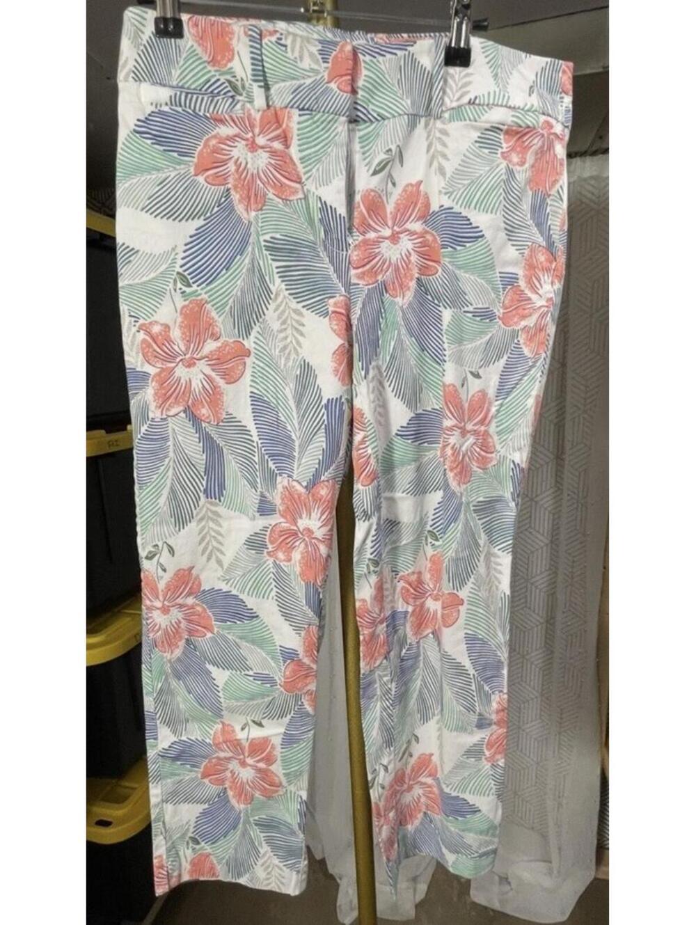 Ann Taylor Factory Womens Floral Print Cropped Pants Size 10 Cotton/Spandex